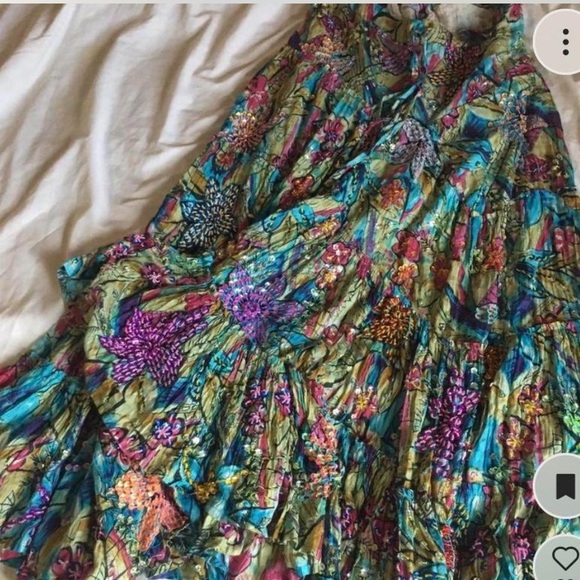 100% COTTON Vintage sequin beaded Romantic bohemian skirt - Picture 9 of 17